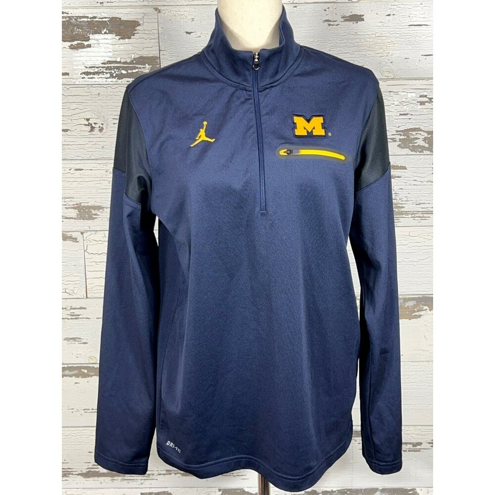 NIKE AIR JORDAN Michigan Wolverines 1/4 Zip Dri-Fit Pullover Men's Sz S NWOT